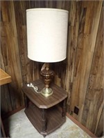 Amber & Brass Table Lamp w/ Shade - 34"H &