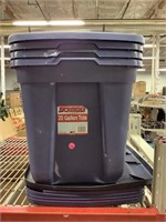 Storage totes with lids.