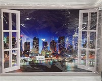 OUT THE WINDOW NYC CANVAS PAINTING 23 X35IN