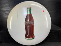 ANTIQUE 24 INCH ROUND PORCELAIN COCA-COLA BUTTON