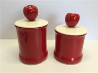 Pair of MCM Holiday Design Apple Ceramic Canisters