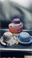 3 Ladies Hats in Hat Box