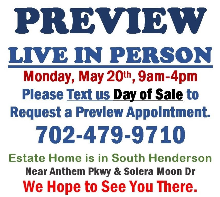 Monday@4pm - South Henderson Estate Online Auction 5/20