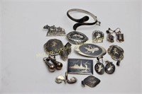 18 PIECES OF SIAM STERLING NIELLO JEWELLERY