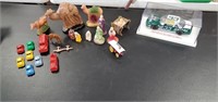 Assortment of Plastic Cars, Nativity Figurines,
