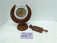 Wood Carved Gong and Mallet - Smaller