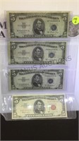 3 1953 MISPRINTED $5 BILLS & A 1963 A TO A  $5 BIL