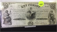 HUNGARY REBELLION OF 1848 $2 KEY FORINT BANK NOTE