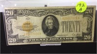 1928 20 DOLLAR SILVER CERTIFICATE GOLD NOTE