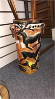 PAINTED POTTERY STICK STAND