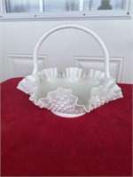 Fenton large white hobnail basket