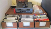 Emerson VHS Player & VHS Tapes in Holder