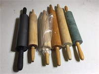6 wooden, stone, metal rolling pins
