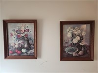 2 Large Fruit And Flower Pictures.  Approximately