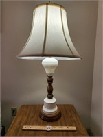 Vintage Milk Glass Lamp, White Hobnail with Lamp