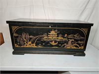 Vintage oriental wooden trunk