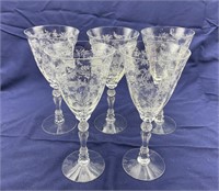 Fostoria “Chintz” Pattern Water Goblets c1940-1977