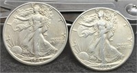 (2) Walking Liberty Half Dollars 1944-P&D AU