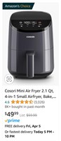 Cosori Mini 4 in 1 Air Fryer 2.1 Qt