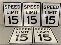 5- 15 Speed Limit Single Sided Metal Signs18"x24”