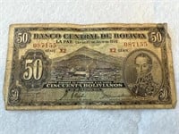 1 Bill, Banco Central Bolivia, 50 Bolivares