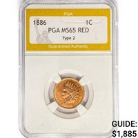 1886 Indian Head Cent PGA MS65 RED Type 2