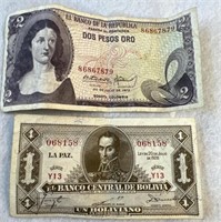 2/ Bills (1) Bolivia 7/20 /1928 :/(1) Columbia