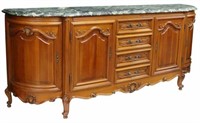 LOUIS XV STYLE MARBLE-TOP FRUITWOOD SIDEBOARD