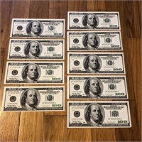 (9) Sequential 1996 US 100 Dollar Banknotes