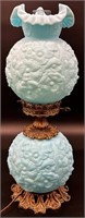 Gorgeous Fenton Blue Satin Poppy GWTW Lamp —