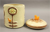 10" Vintage Birds & Floral Cookie Jar