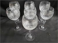 7 Waterford cut crystal water or wine goblets