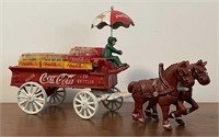 Cast Iron Coca-Cola Horse Drawn Wagon Toy