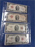 4-$2 bills, 1928 and 53