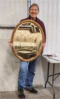 Antique Oak Oval Beveled Mirror 30" x 24"