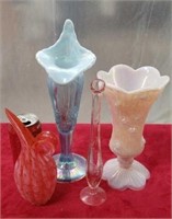 4 Glass Blown Vases