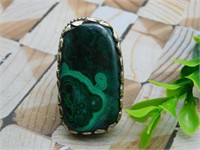 MALACHITE ADJUSTABLE RING ROCK STONE LAPIDARY SPEC