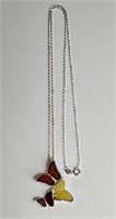 18" Italian Sterling Chain/Ster Amber Butterfly