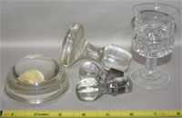 Vtg/Antique Glass: Kings Crown, Magnifier Stoppers