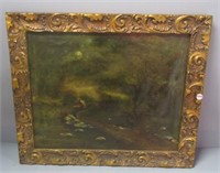 Late 1800's oil painting depicting farm road with