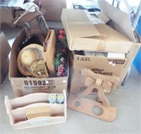 (2) Boxes of decorative items including wood