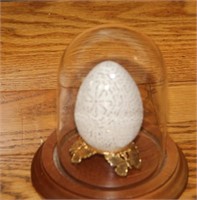 Carved egg shell under dome & decorative china