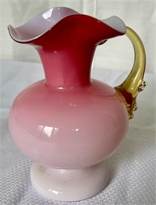 Victorian Glass Pitcher w/ Applied Handle 6"