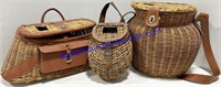 Wicker Creel Basket Cage, Hosier Basket, And