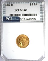 1925-D Gold $2.50 PCI MS-63 LISTS FOR $900