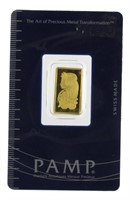 5 Gram PAMP Certified .999 Pure Gold Bar