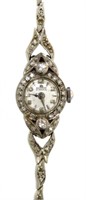 14kt Gold Bucherer 21 Jewel Antique Diamnd Watch