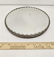 Antique Beleved Mirror Filligree Table Top Tray-