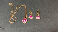 Sterling necklace and earrings/8.6 total grams