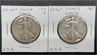 1918-D & 1947 Walking Liberty Half Dollars